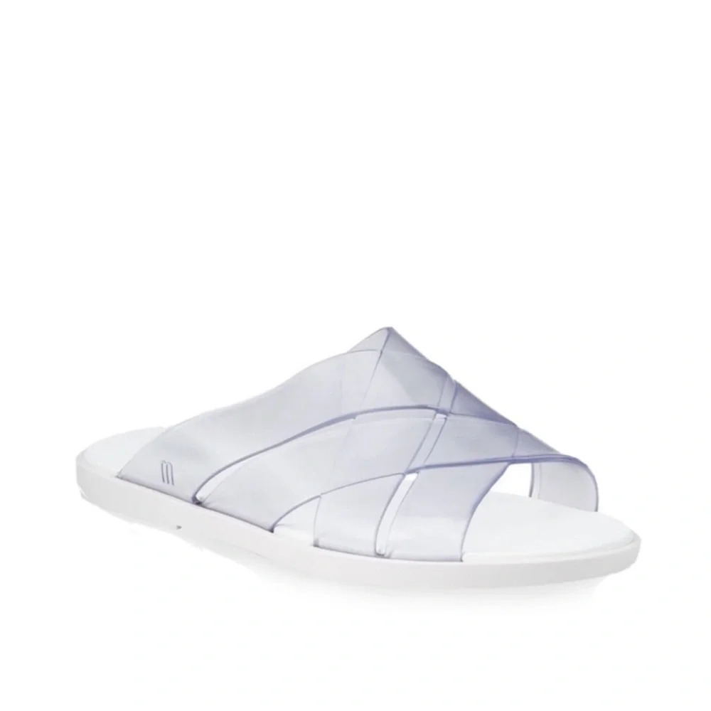 New Melissa White Clear Breeze Strappy flip flop slide on Sandal scented